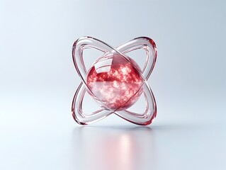 Poster - cutaway visualization of a technetium atom demonstrating its nuclear composition and radiological pr