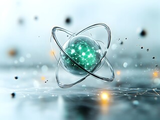 Poster - transparent view of a technetium atom revealing its internal composition and complex quantum mechani