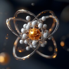 Poster - meticulously detailed and precisely rendered 3d cross section visualization of a technetium atom