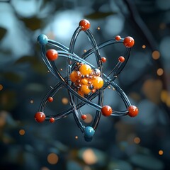Poster - finely crafted 3d visual representation of a technetium atom showcasing its precise electron structu