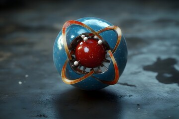 Poster - detailed 3d model of a technetium atom revealing its intricate electron structure and radiological p