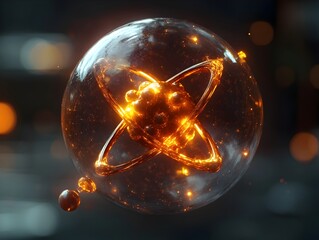 Poster - highly detailed 3d model of a technetium atom showcasing its electron structure and radiological pro