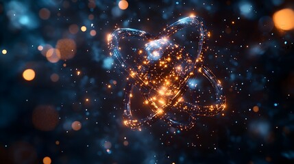 Poster - Highly detailed and 3D showcasing the electron and molecular structure of a technetium atom