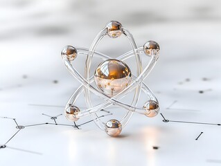 Transparent visualization of a technetium atom s internal composition revealing its intricate structure and role in advanced medical imaging and cutting edge radiopharmaceutical research applications