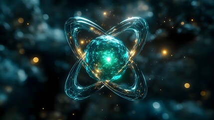 Poster - detailed 3d model of a technetium atom showcasing its radiological properties innovative medical sca