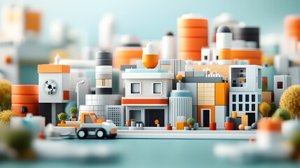Poster - a meticulously rendered isometric cityscape visualizing the frequency of occurrence of different arc