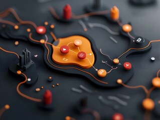 Poster - Dynamic data visualization showcasing abstract nodes and edges representing social engagement patterns within a complex network environment  Featuring sleek