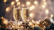 © masyastadnikova - New Year's Eve champagne glasses filled with bright festive holiday lights