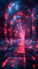 Poster - Ethereal Digital Realm with Holographic Elements Floating Data Streams and Abstract Geometric Structures Evocative of Advanced Computational Processes and Groundbreaking Innovations