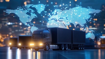 Wall Mural - logistics international delivery concept, world map with logistic network distribution on background
