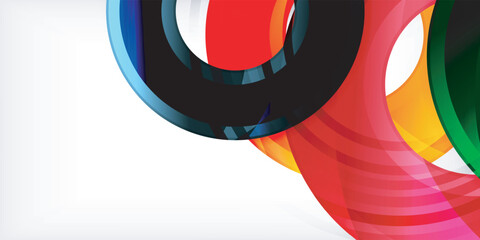 Poster - Bright colorful circles with light effects. Abstract background