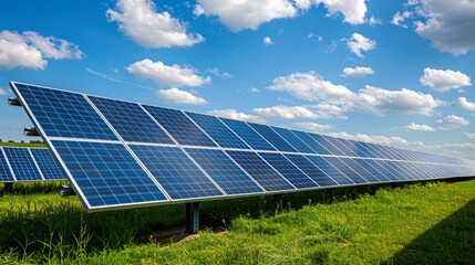 Wall Mural - solar cell in solar farm, alternative energy and sustainable energy, photovoltaic, pure energy renew