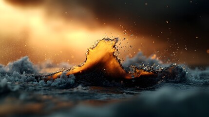 Poster - Mesmerizing fluid motion undulating waves propagating through water and shimmering captivating interplay of light and shadow  Cinematic digital animation with dynamic visual rhythm and aesthetics