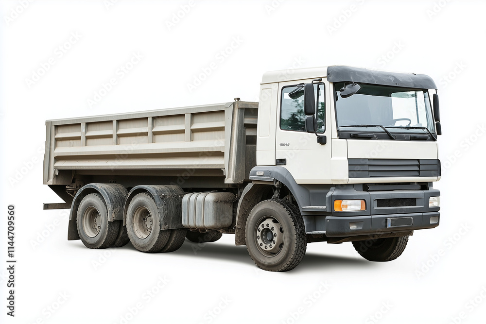 Construction dump truck isolated on white background, Selective focus ...