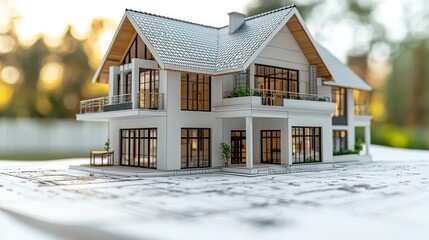 Poster - Detailed architectural model of a modern house design.