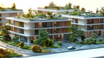 Poster - Modern architectural model with greenery and landscaping.