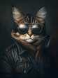 © Andsx - A Cool Cat in a Leather Jacket: A Digital Art Masterpiece