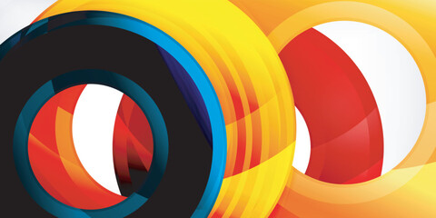 Poster - Bright colorful circles with light effects. Abstract background
