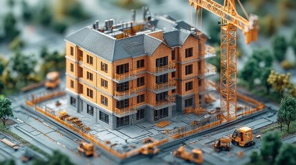 Poster - Construction site featuring a building under development.