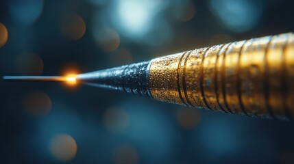 Poster - Close-up of a metallic needle with a glowing tip.
