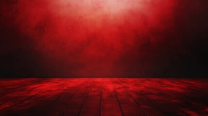 Poster - Minimalist deep red gradient background, with a polished floor and Christmas tones, perfect for studio or display use.