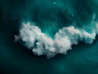 Poster - Mesmerizing deep blue ocean waves with rhythmic patterns dynamic foaming crests and shifting tones and textures in a seaside environment  The soothing cadence of the waves creates a tranquil