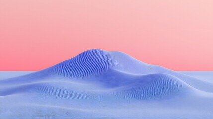 Abstract Blue Mountain Landscape Against Pink Sky