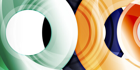 Aufkleber - Bright colorful circles with light effects. Abstract background