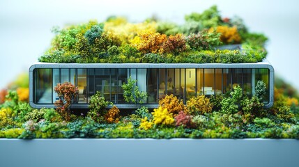 Poster - Modern house model surrounded by lush greenery.