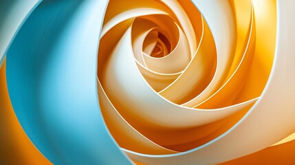 Aufkleber - Abstract swirling spiral in blue, orange, and white.