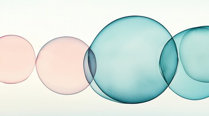 Poster - Abstract image of translucent pastel bubbles on white background.