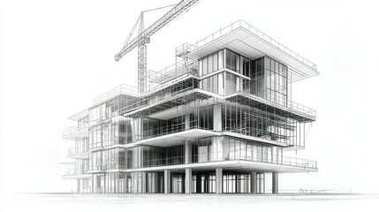Poster - Architectural blueprint of a modern building under construction.