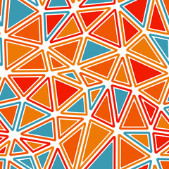 Poster - mosaic background. rounded solid shapes in frames. large triangles size. multicolored style. repeata
