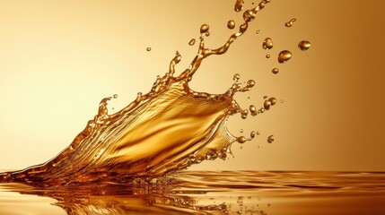Fototapete - Liquid blown by wind, forming dynamic arcs and splashes against a softly lit background.