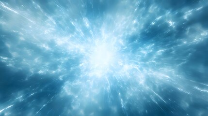 abstract light burst, blue energy beams, bright glowing center.