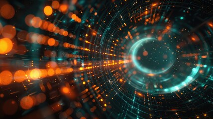 Poster - This abstract digital background features vibrant colors and glowing patterns, ideal for generative AI video projects and multimedia presentations.