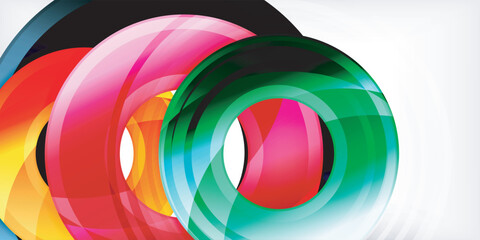 Poster - Bright colorful circles with light effects. Abstract background