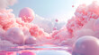 © CamHam - Dreamy Pastel Spheres on Reflective Liquid Surface – 3D Fantasy Landscape wallpaper