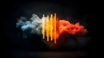 Poster - Highly spectrogram visualization showcasing the frequency content and patterns of natural sounds such as rainfall or thunder on a dark elegantly designed background