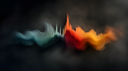 Poster - Captivating digital artwork showcasing the vibrant frequency spectrum and intricate waveform patterns of a musical composition blending abstract expressionist styles with a futuristic