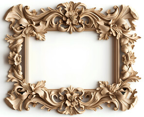 Wall Mural - A frame of carving wood with a white background