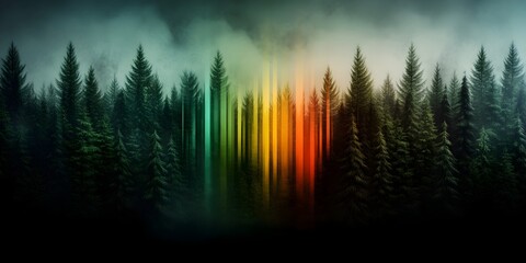 Poster - A vibrant spectrographic visualization showcasing the varied frequency spectrum of a verdant forest s environmental sounds