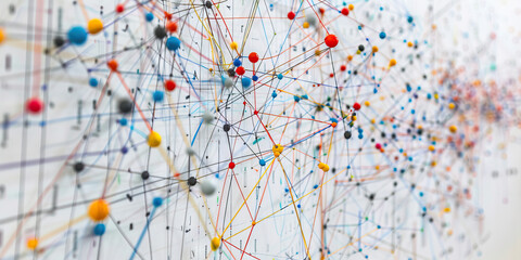 Poster - Multicolored Node Network with String Interconnections