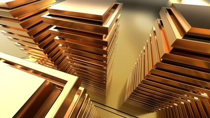 Fototapete - Golden Glass abstract background .Digital futurist cyber space design, cyberpunk technology, Virtual reality, science fiction matrix, science light circle wallpaper, vector template	