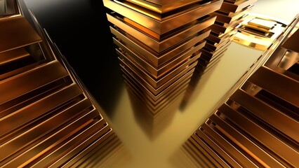 Fototapete - Golden Glass abstract background .Digital futurist cyber space design, cyberpunk technology, Virtual reality, science fiction matrix, science light circle wallpaper, vector template	