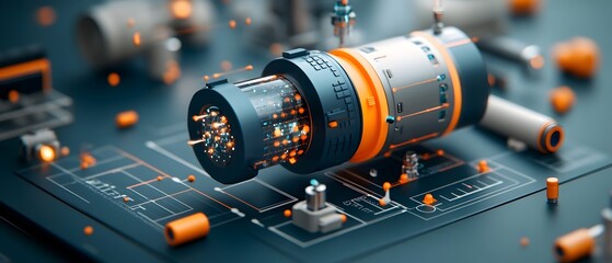 Poster - Detailed view of a precision mass spectrometer capturing the frequency patterns and movement of ionized particles