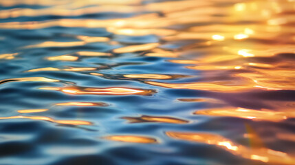 Poster - rippling water reflects warm colors during sunset at a tranquil lakeside