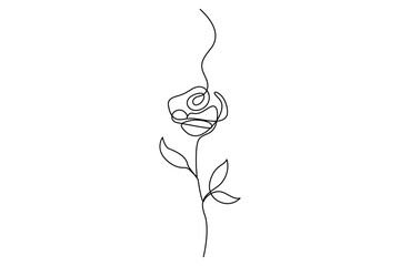 Poster - Rose flower continuous one line drawing of rose flower isolated outline vector illustration minimalist design
