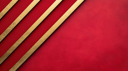 Poster - Abstract red and gold texture with diagonal lines creating a modern artistic effect.