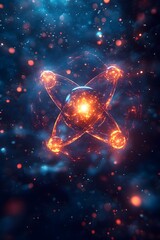 Poster - detailed 3d representation of a technetium atom revealing its electron and use in advanced medical i